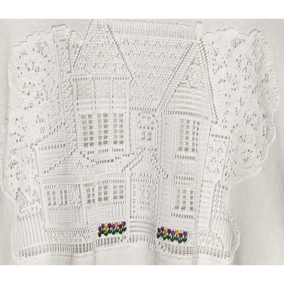 Vintage 80's Jerzees Sweatshirt Victorian Mansion White Crewneck - Picture 3 of 9